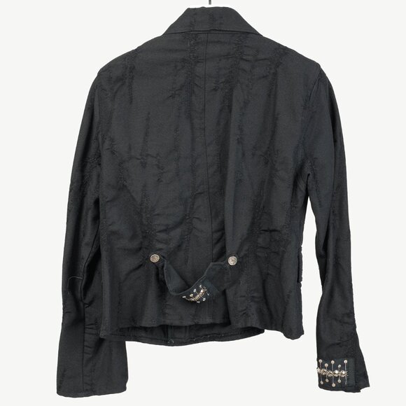 Caty Lesca Black Textured Wool & Cotton Metal-Accent Jacket - Picture 2 of 12